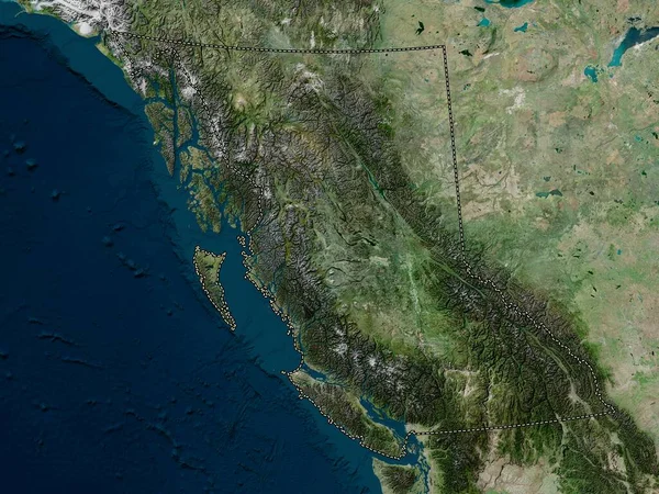 British Columbia Província Canadá Mapa Satélite Alta Resolução — Fotografia de Stock