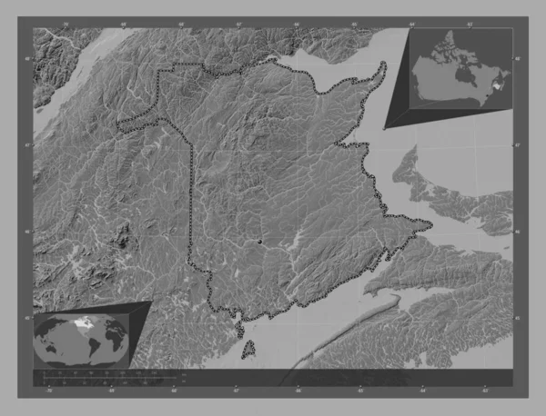 Nuevo Brunswick Provincia Canadá Mapa Elevación Bilevel Con Lagos Ríos —  Fotos de Stock