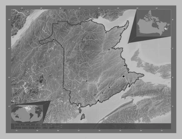 Nuovo Brunswick Provincia Del Canada Mappa Elevazione Scala Grigi Con — Foto Stock