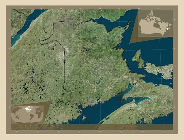 カナダのニューブランズウィック州 高解像度衛星地図 コーナー補助位置図 — ストック写真