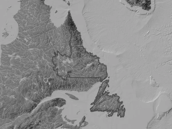 Newfoundland Labrador Province Canada Bilevel Elevation Map Lakes Rivers — Stock Photo, Image