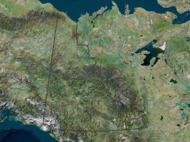 Yukon, Kanada toprakları. Yüksek çözünürlüklü uydu haritası
