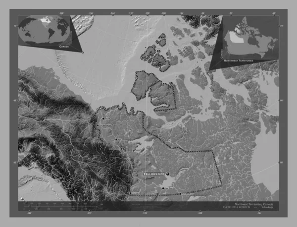 Kuzeybatı Toprakları Kanada Toprakları Göllü Nehirli Çift Katlı Yükseklik Haritası — Stok fotoğraf