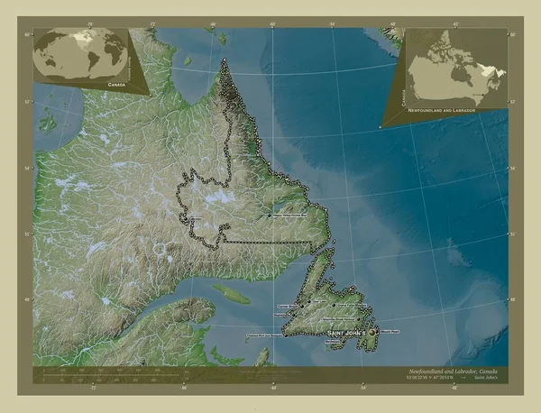캐나다의 뉴펀들랜드 래브라도 스타일에 호수와 엘레베이션 지역의 도시들의 위치와 Corner — 스톡 사진
