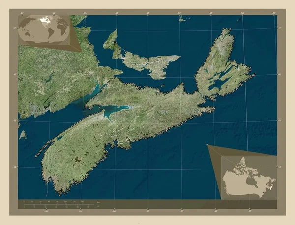 Нова Шотландія Провінція Канада Супутникова Карта Високої Роздільної Здатності Кутові — стокове фото
