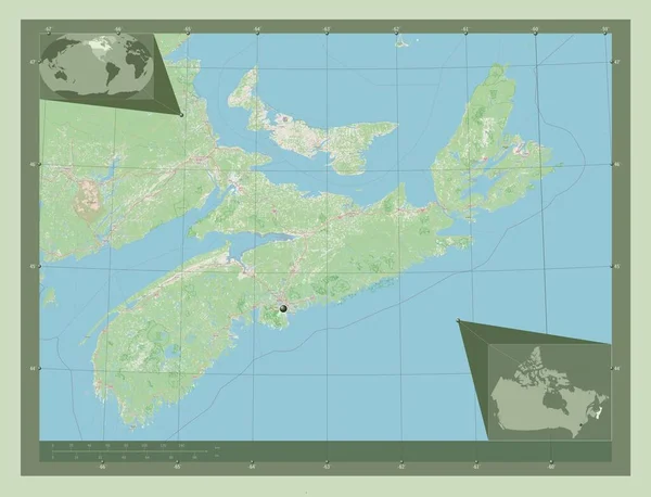 Новая Шотландия Провинция Канада Карта Улиц Вспомогательные Карты Расположения Углов — стоковое фото