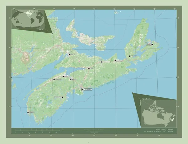 Nova Escócia Província Canadá Abrir Mapa Rua Locais Nomes Das — Fotografia de Stock