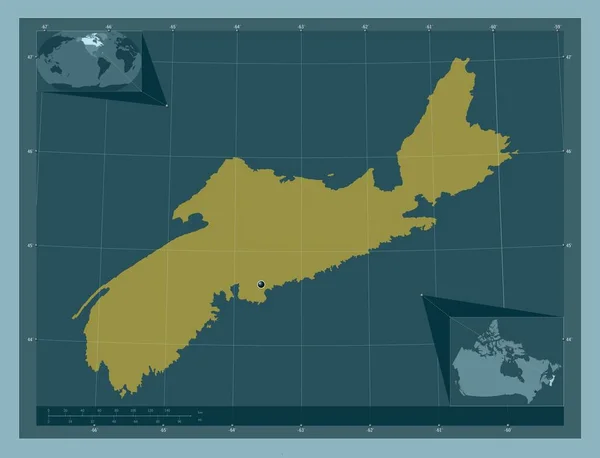 Нова Шотландія Провінція Канада Твердий Колір Кутові Допоміжні Карти Місцезнаходження — стокове фото