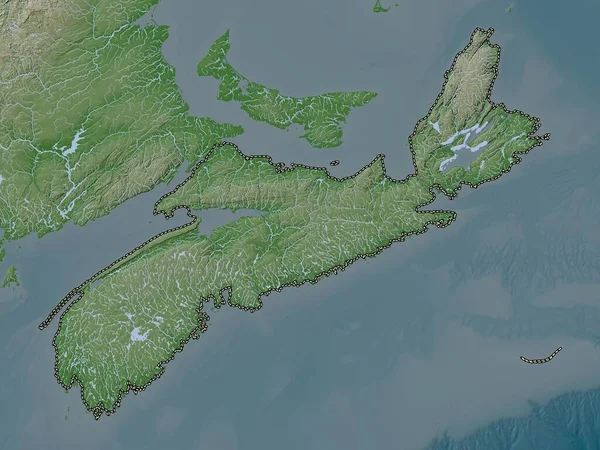 Nouvelle Écosse Province Canada Carte Altitude Colorée Dans Style Wiki — Photo