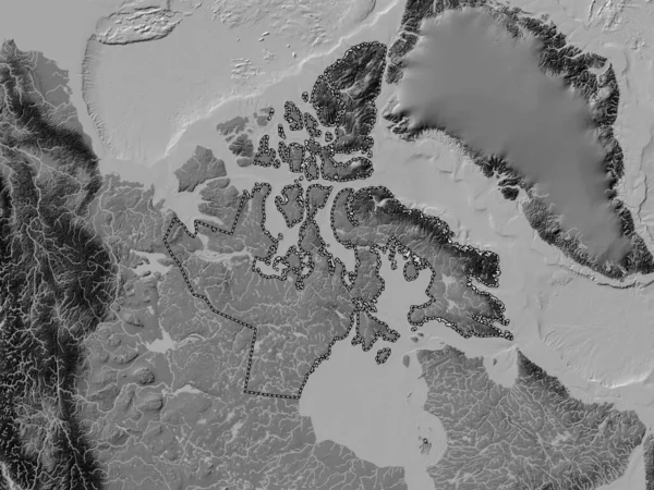 Nunavut Territorio Del Canada Mappa Dell Elevazione Bilivello Con Laghi — Foto Stock