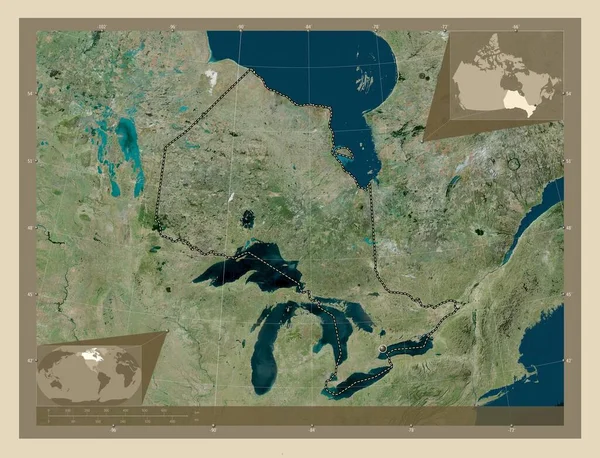 Ontário Província Canadá Mapa Satélite Alta Resolução Mapa Localização Auxiliar — Fotografia de Stock