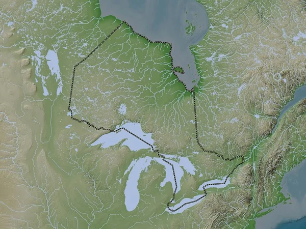 Ontario Provincia Del Canada Mappa Dell Elevazione Colorata Stile Wiki — Foto Stock