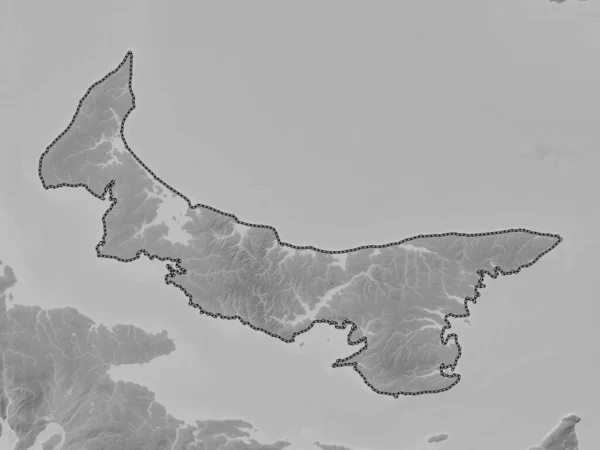 Prince Edward Island Province Canada Grayscale Elevation Map Lakes Rivers — Stock Photo, Image