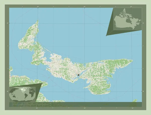 爱德华王子岛 加拿大省 开放街道地图 角辅助位置图 — 图库照片