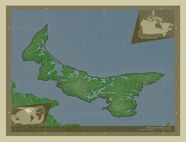 Isla Príncipe Eduardo Provincia Canadá Mapa Elevación Coloreado Estilo Wiki —  Fotos de Stock