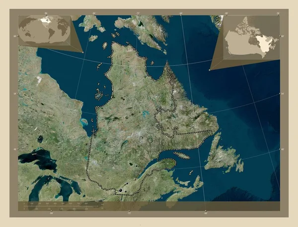 Κεμπέκ Επαρχία Του Καναδά Υψηλής Ανάλυσης Δορυφορικός Χάρτης Τοποθεσίες Μεγάλων — Φωτογραφία Αρχείου