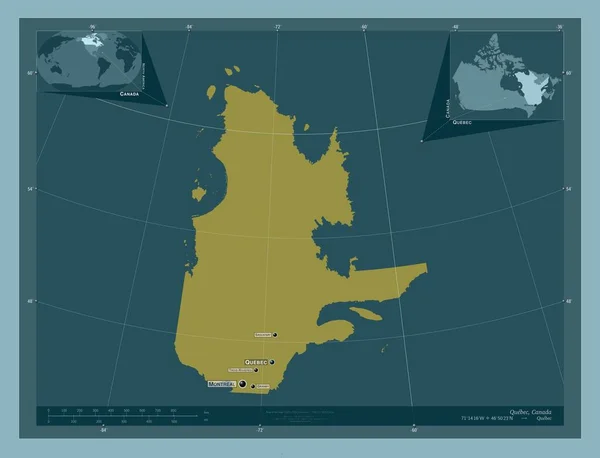 Quebec Provincie Canada Stevige Kleurvorm Locaties Namen Van Grote Steden — Stockfoto