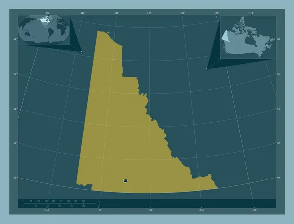 Γιούκον Περιοχή Του Καναδά Ατόφιο Χρώμα Γωνιακοί Χάρτες Βοηθητικής Θέσης — Φωτογραφία Αρχείου