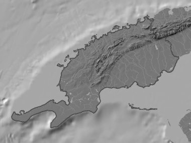 Pinar del Rio, Küba vilayeti. Gölleri ve nehirleri olan çift seviyeli yükseklik haritası