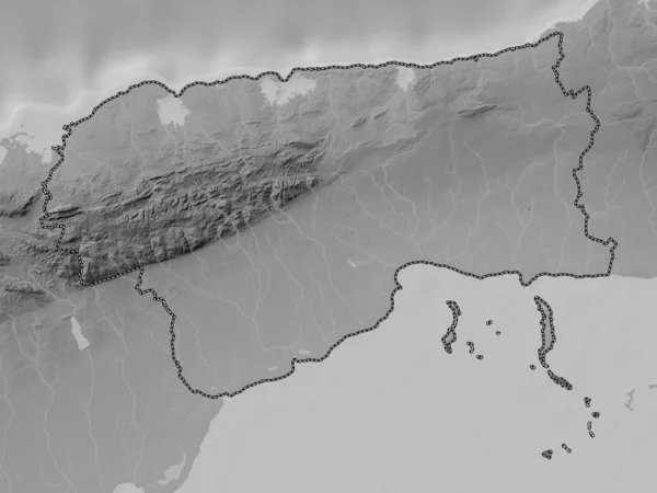Artemisa Provincia Cuba Mappa Elevazione Scala Grigi Con Laghi Fiumi — Foto Stock