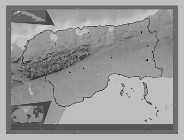 Artemisa Province Cuba Grayscale Elevation Map Lakes Rivers Locations Major — Stock Photo, Image