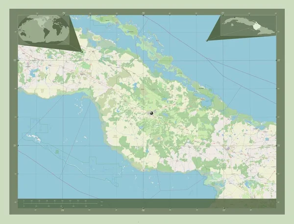 Камагуэй Провинция Куба Карта Улиц Вспомогательные Карты Расположения Углов — стоковое фото