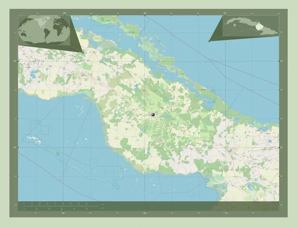 キューバのカマグエイ州 ストリートマップを開く コーナー補助位置図 — ストック写真