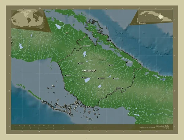 Камагуэй Провинция Куба Карта Высоты Окрашенная Вики Стиле Озерами Реками — стоковое фото