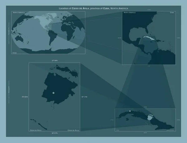 Ciego Ávila Provincia Cuba Diagrama Que Muestra Ubicación Región Mapas —  Fotos de Stock