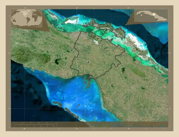 Ciego Avila 古巴省 高分辨率卫星地图 角辅助位置图 — 图库照片