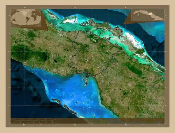 Ciego Avila Provinsen Kuba Lågupplöst Satellitkarta Hjälpkartor För Hörnen — Stockfoto