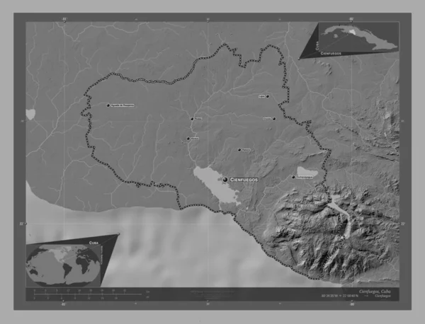 Cienfuegos Επαρχία Της Κούβας Bilevel Υψομετρικός Χάρτης Λίμνες Και Ποτάμια — Φωτογραφία Αρχείου