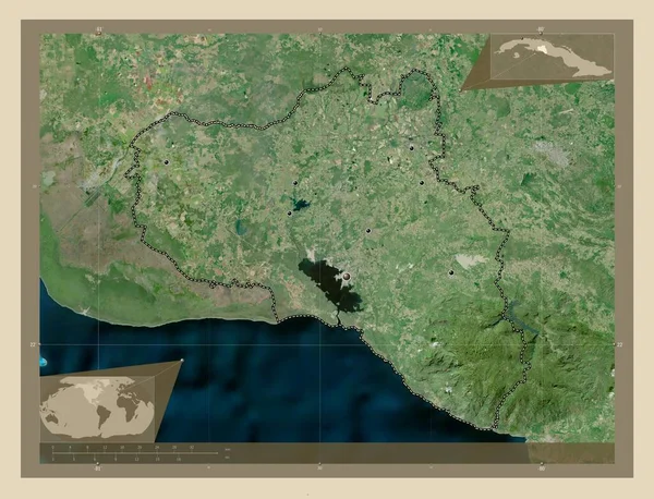 Cienfuegos Prowincja Kuba Mapa Satelity Wysokiej Rozdzielczości Lokalizacje Dużych Miast — Zdjęcie stockowe