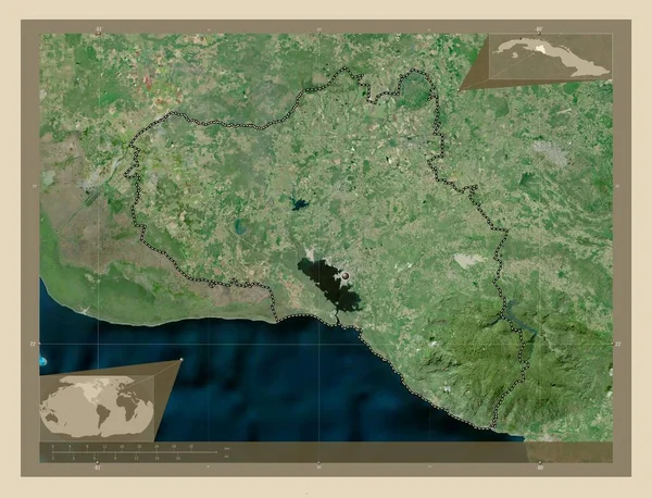 Cienfuegos 古巴省 高分辨率卫星地图 角辅助位置图 — 图库照片