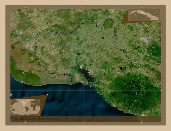 Cienfuegos Provincia Cuba Mapa Satelital Baja Resolución Ubicaciones Las Principales — Foto de Stock