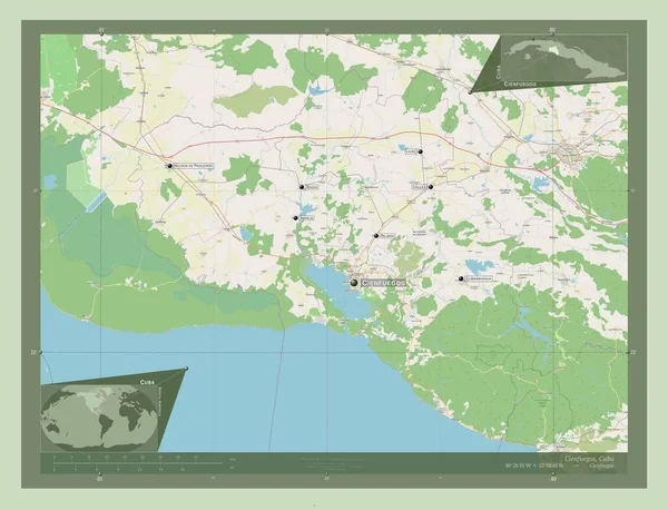 Cienfuegos Provincie Cuba Open Plattegrond Locaties Namen Van Grote Steden — Stockfoto