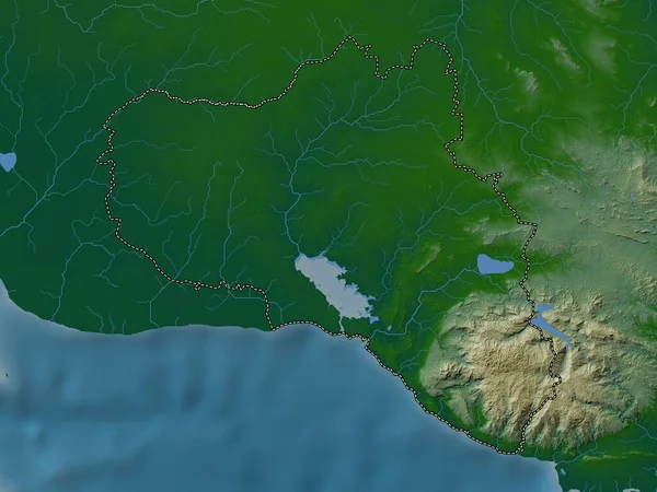 Cienfuegos Επαρχία Της Κούβας Χρωματιστός Υψομετρικός Χάρτης Λίμνες Και Ποτάμια — Φωτογραφία Αρχείου
