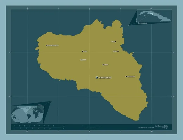 Cienfuegos Küba Vilayeti Katı Renk Şekli Bölgenin Büyük Şehirlerinin Yerleri — Stok fotoğraf