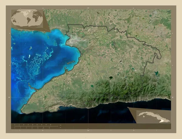 Oma Provincie Cuba Satellietkaart Met Hoge Resolutie Hulplocatiekaarten Hoek — Stockfoto