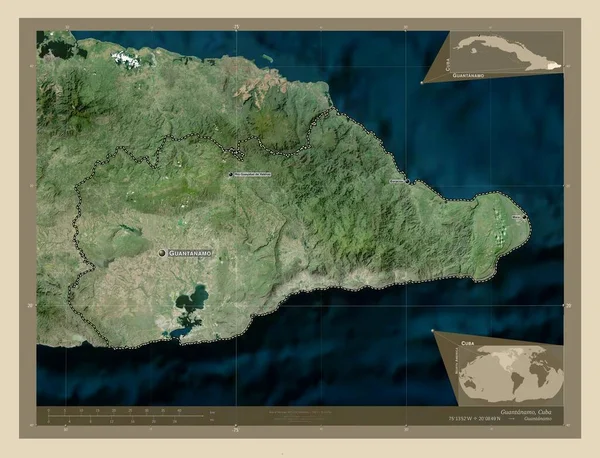 Гуантанамо Провинция Куба Спутниковая Карта Высокого Разрешения Места Названия Крупных — стоковое фото
