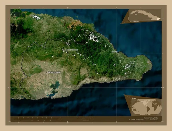 Guantanamo Provincie Cuba Lage Resolutie Satellietkaart Locaties Namen Van Grote — Stockfoto
