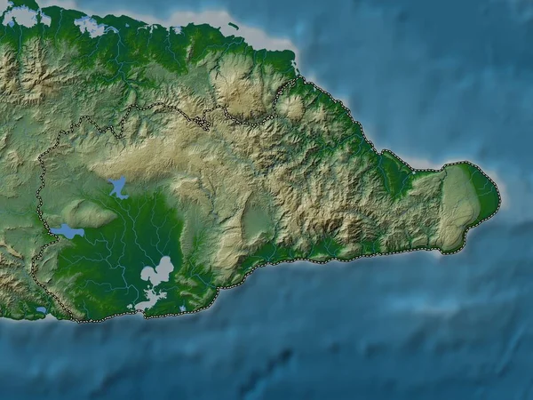 Guantanamo Prowincja Kuba Kolorowa Mapa Wzniesień Jeziorami Rzekami — Zdjęcie stockowe