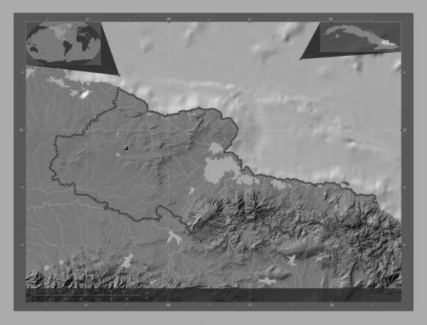 Holguin Provincie Kuba Mapa Nadmořské Výšky Jezery Řekami Pomocné Mapy — Stock fotografie