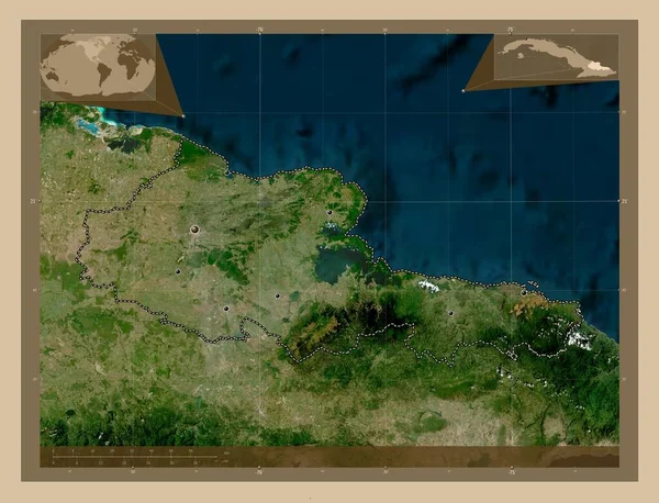 Holguin Επαρχία Της Κούβας Δορυφορικός Χάρτης Χαμηλής Ανάλυσης Τοποθεσίες Μεγάλων — Φωτογραφία Αρχείου