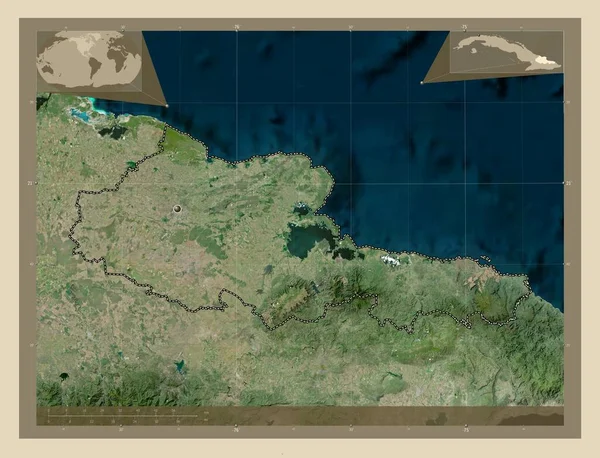 Holguin Kuba Tartomány Nagy Felbontású Műholdas Térkép Saroktérképek Kiegészítő Helymeghatározási — Stock Fotó
