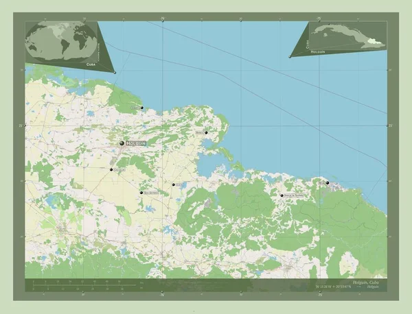 Holguin Επαρχία Της Κούβας Χάρτης Του Δρόμου Τοποθεσίες Και Ονόματα — Φωτογραφία Αρχείου