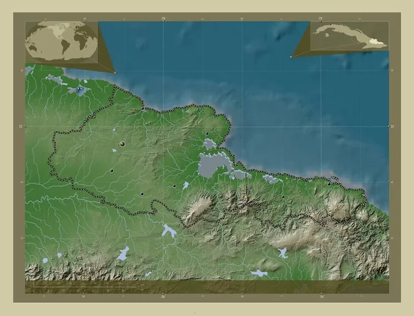 Holguin Provincia Cuba Mappa Elevazione Colorata Stile Wiki Con Laghi — Foto Stock