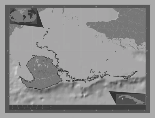Isla Juventud Provincia Cuba Mapa Elevación Bilevel Con Lagos Ríos —  Fotos de Stock