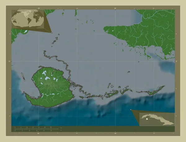 Isla Juventud Província Cuba Mapa Elevação Colorido Estilo Wiki Com — Fotografia de Stock