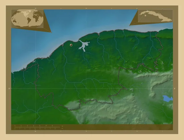Гавана Провинция Куба Цветная Карта Высоты Озерами Реками Вспомогательные Карты — стоковое фото